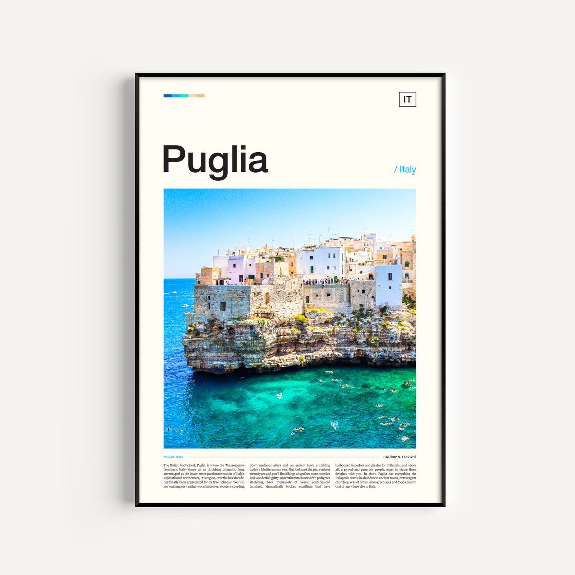 Puglia Italy Polignano a Mare Cliffside Town Coast Travel Poster