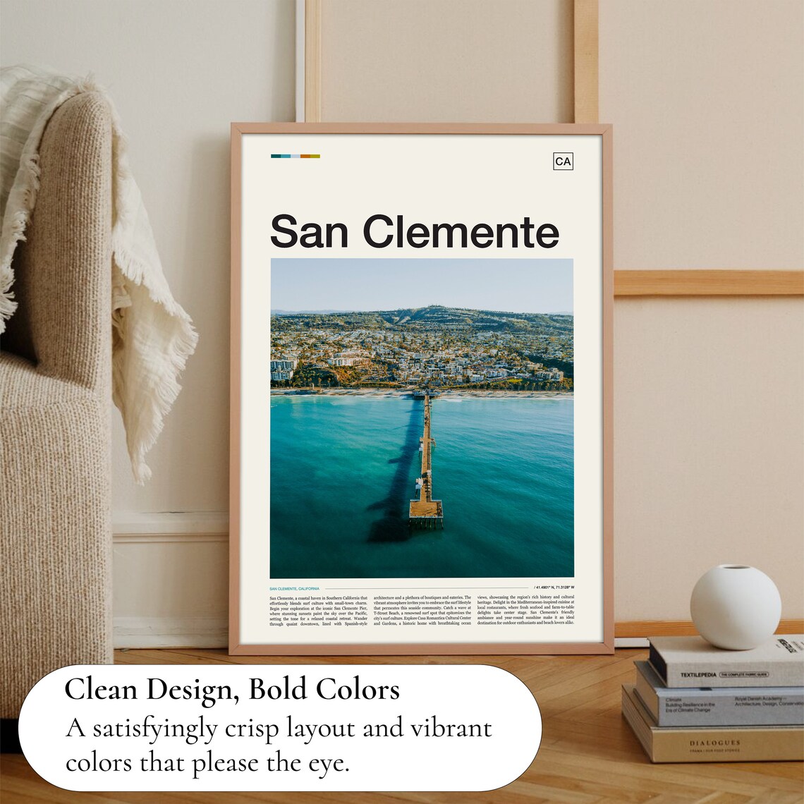 San Clemente Pier Aerial Ocean California Surf Town Beach Photo Poster - Image 3