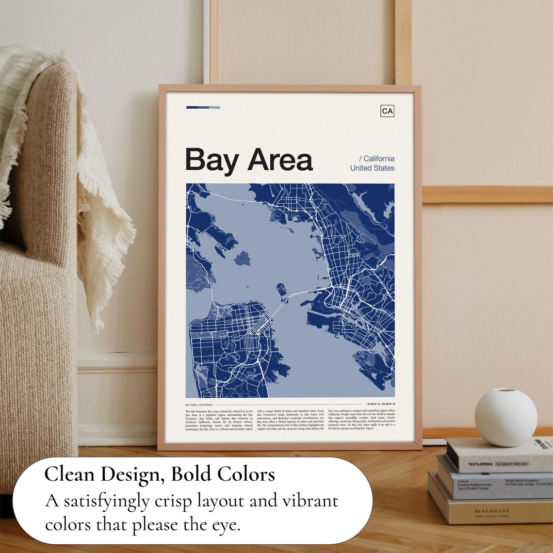Bay Area California United States Deep Navy Blue City Map Poster - Image 3
