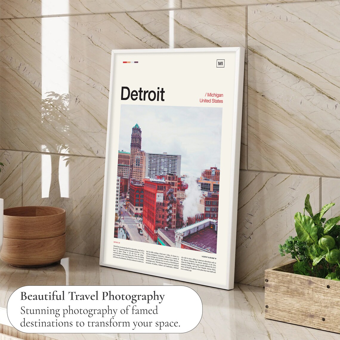 Detroit Travel Poster, Detroit Skyline Art Print - Image 4