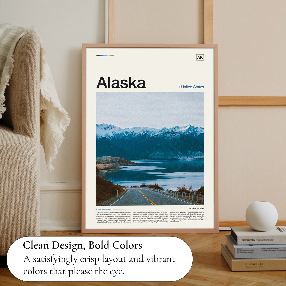 Alaska United States Snowy Mountain Road Lakeside View Photo Poster - Image 3