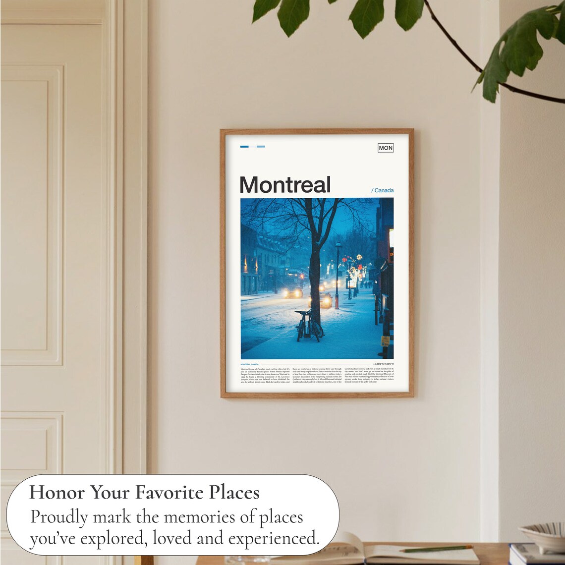Montreal Canada Winter Twilight Snowy Street Photography Poster - Image 5