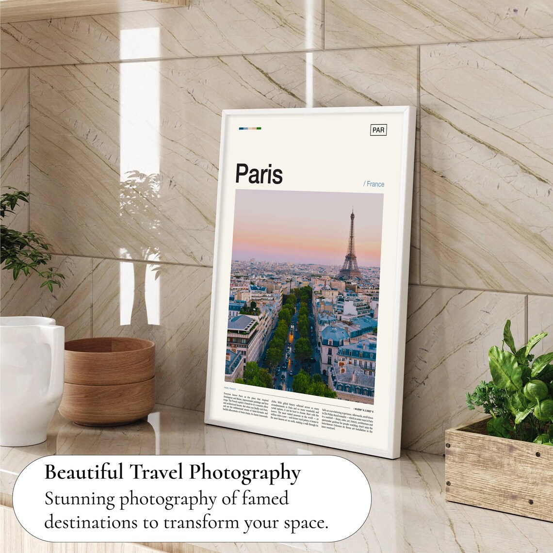Paris France Eiffel Tower Sunset Aerial Cityscape Photo Poster - Image 4