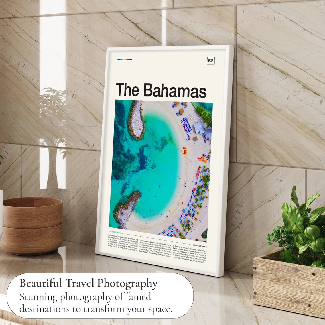 The Bahamas Caribbean Turquoise Beach Aerial Photo Travel Poster Art - Image 4