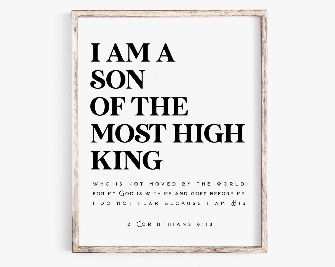 I Am The Son Of A King, Minimalist Scripture Art Print