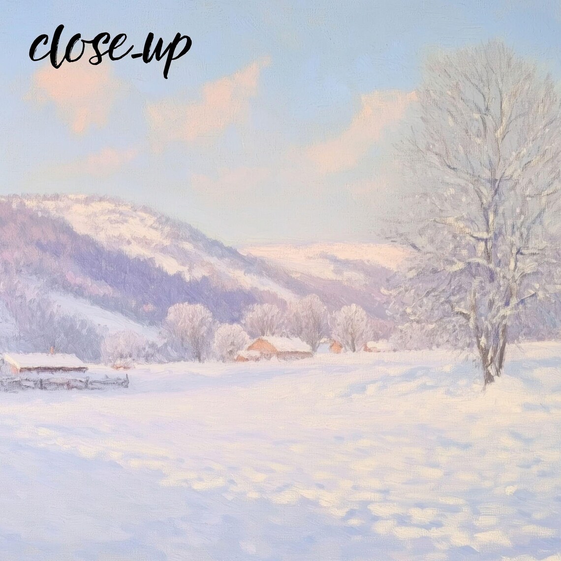Snow Covered Barn and Rolling Hills on a Bright Winter Day Painting Poster - Image 3