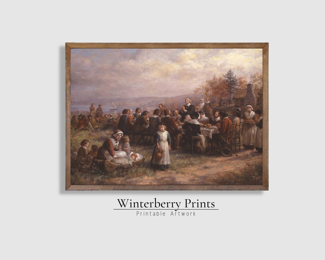 The First Thanksgiving Vintage Religious Art Print