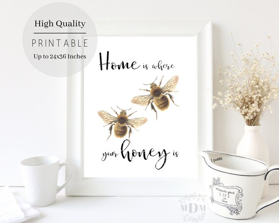 Vintage Bee Print, Farmhouse Spring Decor