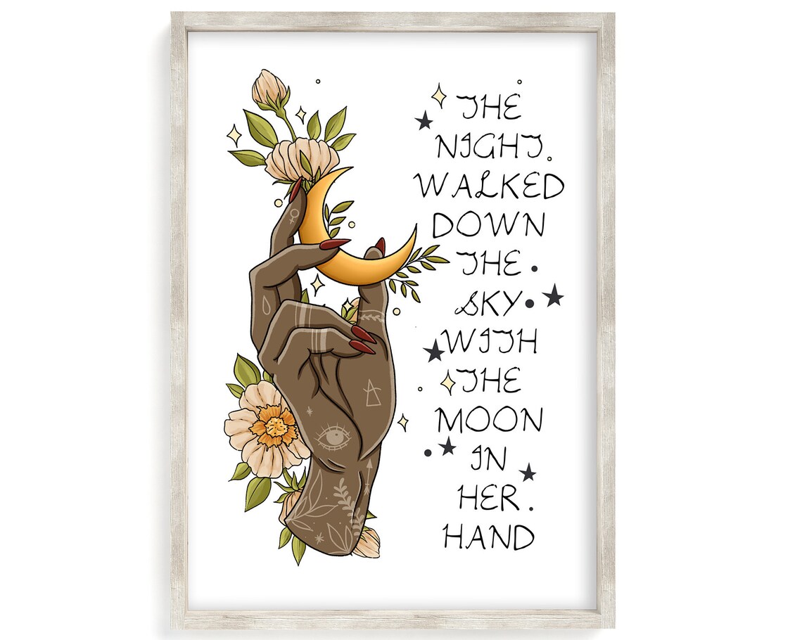 Moon In Hands Feminine Celestial Empowerment Print