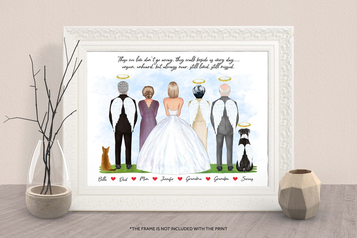 Custom Parents Of The Bride And Groom Print Wedding Memorial Print Family Memorial Portrait Dad Father Of The Bride Grandpa In Heaven Gift