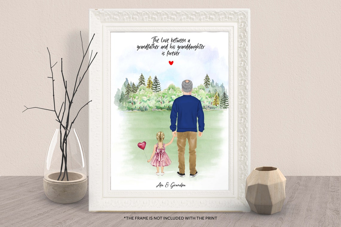 Personalized Grandpa Granddaughter Forever Love Gift Art Poster