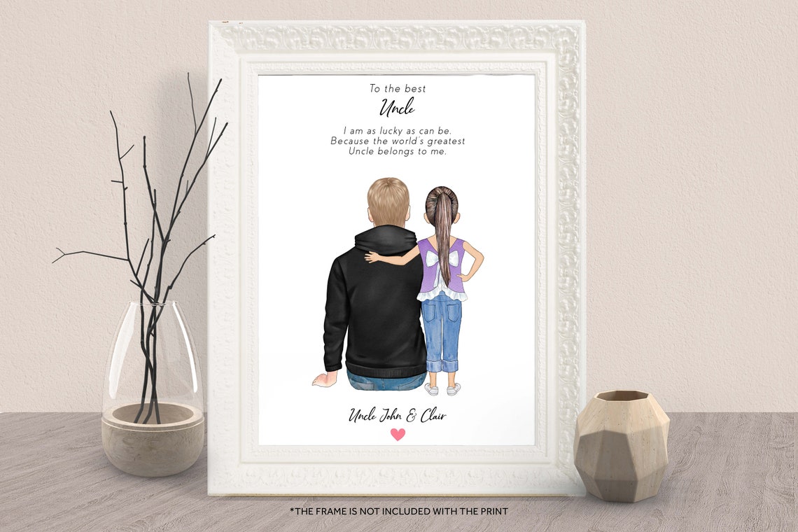 Personalized Best Uncle and Niece Portrait Keepsake Art Print