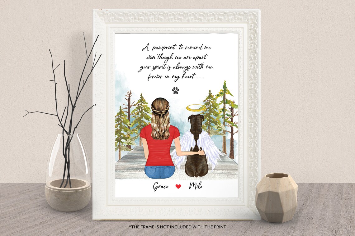 Angel Dog Memorial Print Pawprint Remembrance Mom Keepsake Gift