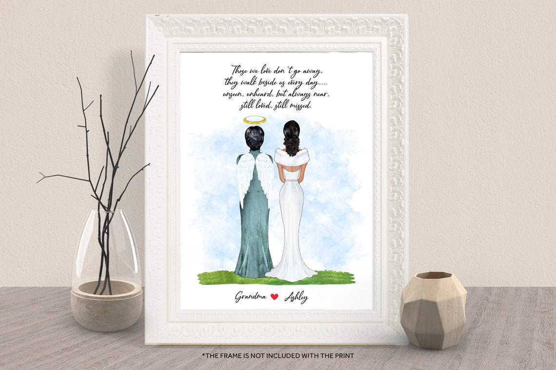 Wedding Memorial Print Angel Grandma With Bride Always Near Gift