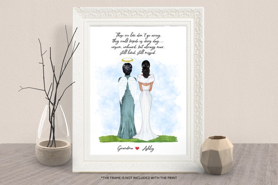 Wedding Memorial Print Angel Grandma With Bride Always Near Gift