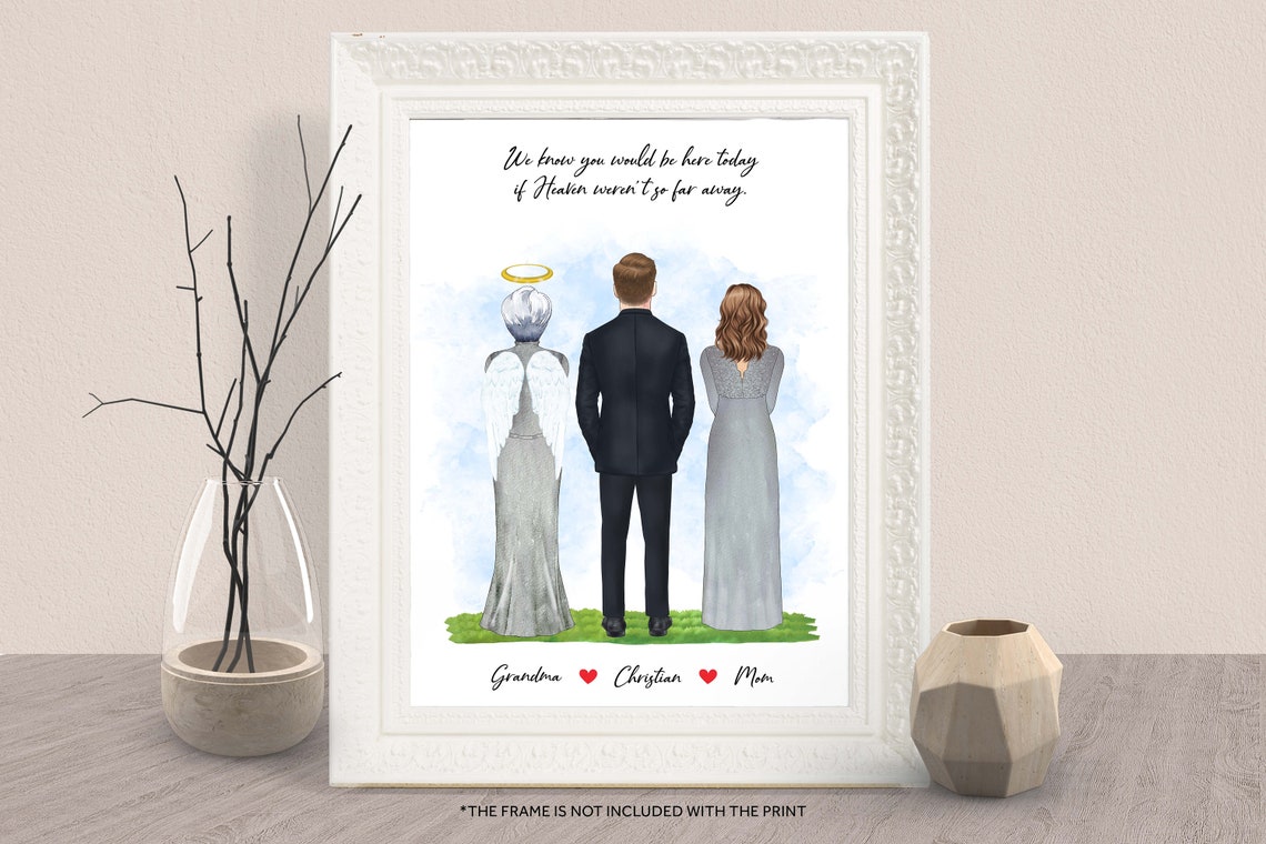 Personalized Wedding Day Memorial Grandma Angel Keepsake Print