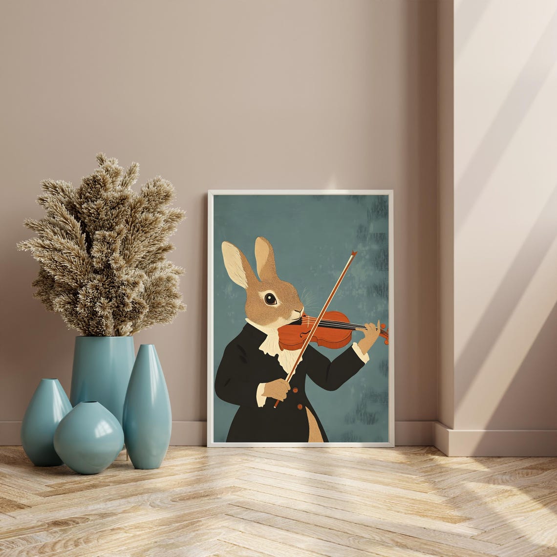 Rabbit Violinist Musician in Tuxedo Elegant Animal Nursery Art Poster - Image 6