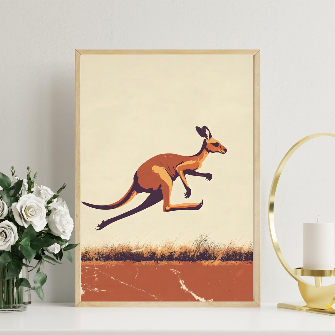 Leaping Kangaroo Red Desert Vintage Australia Wildlife Poster - Image 2