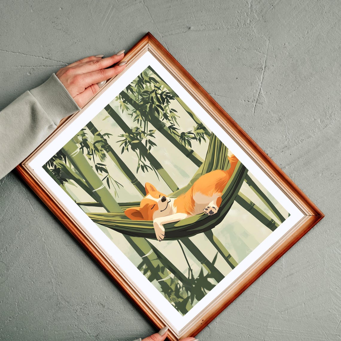 Corgi Sleeping In A Hammock Strung Through A Bamboo Forest Poster - Image 8
