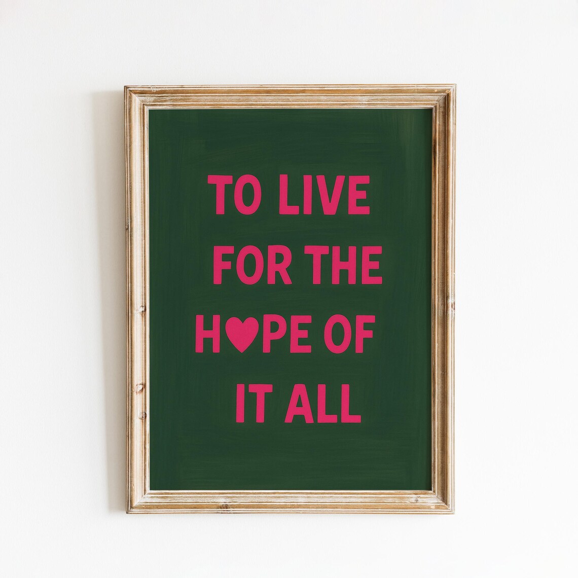 To Live for the Hope of It All Lyric Poster Bold Pink Typography