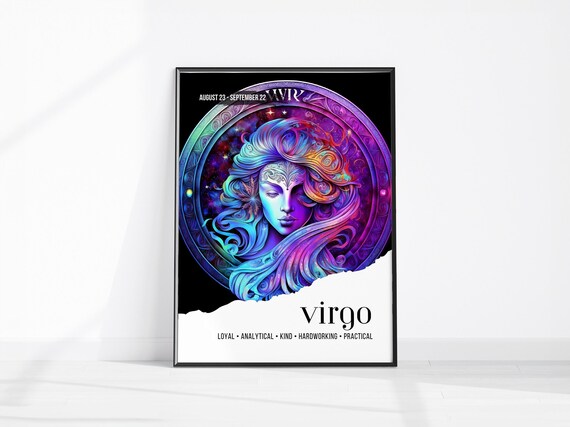 Virgo Poster Zodiac Print Maiden Wall Decor Large Art Fantasy