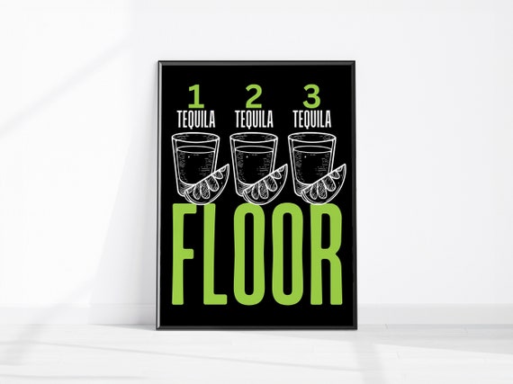 Tequila Bar Cart Art Print Kitchen Wall Decor Trendy Modern Funny Quote Lime Shot Liquor Poster