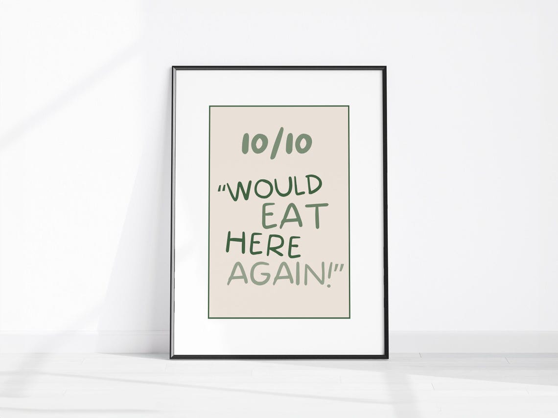 Ten Out Of Ten Would Eat Here Again Funny Kitchen Quote Poster