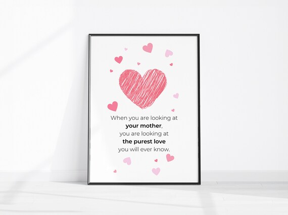 Mother Love Quote Pink Hearts Mothers Day Birthday Gift Poster