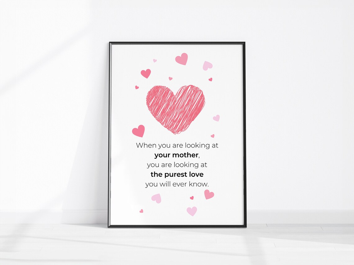 Mother Love Quote Pink Hearts Mothers Day Birthday Gift Poster