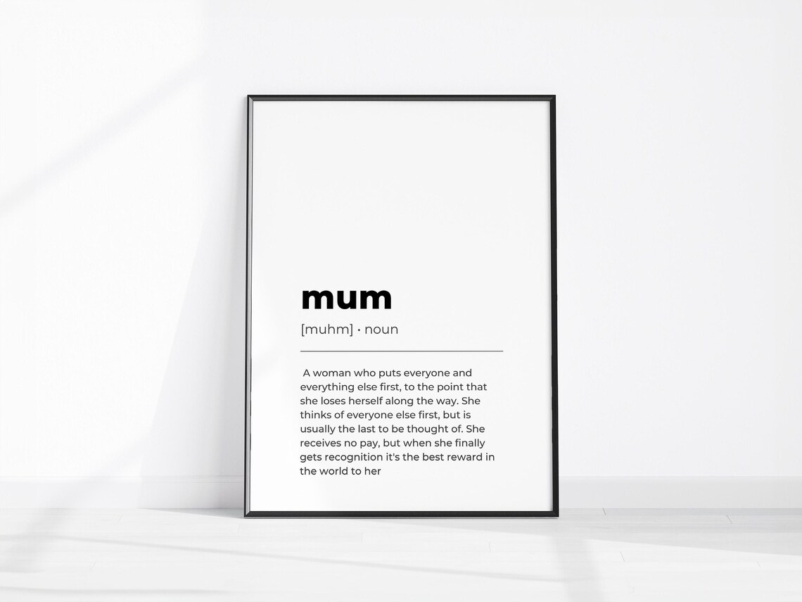 Mum Definition Wall Art Gift Birthday From Daughters For Her Print Family Decor