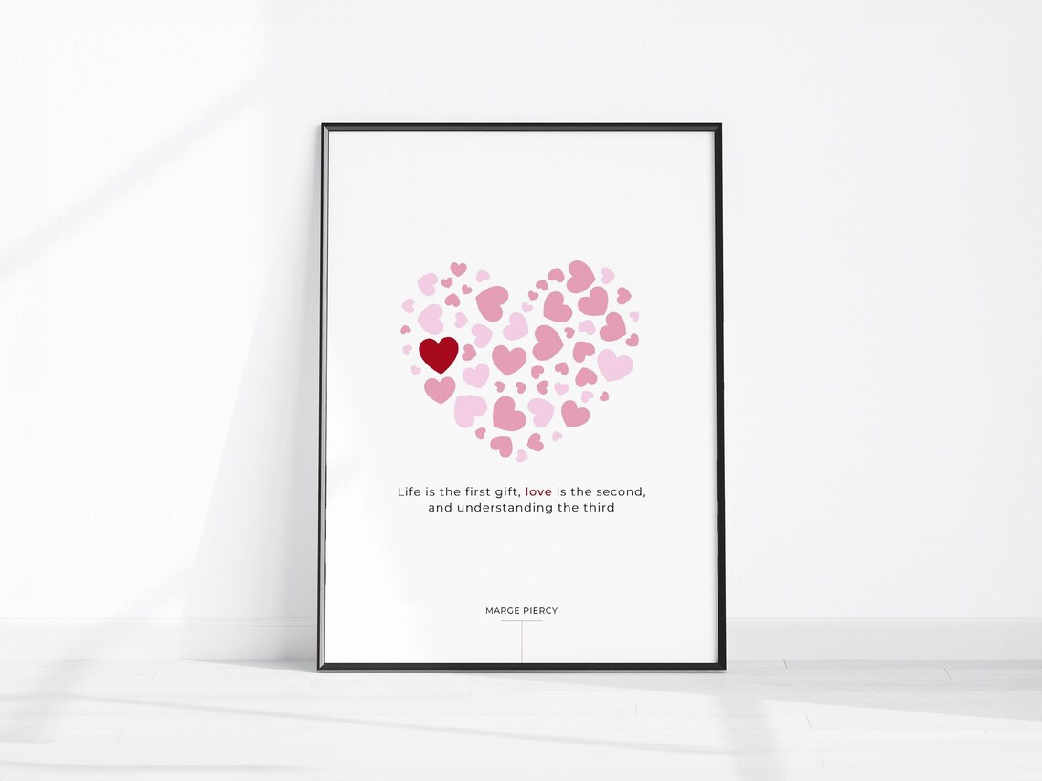Marge Piercy Life Love Gift Heart Quote Minimalist Art Poster