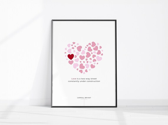 Inspirational Love Poster Pink And Red Heart Wall Decor Romantic Quote Print Minimalist Home Cute Bedroom Art Trendy