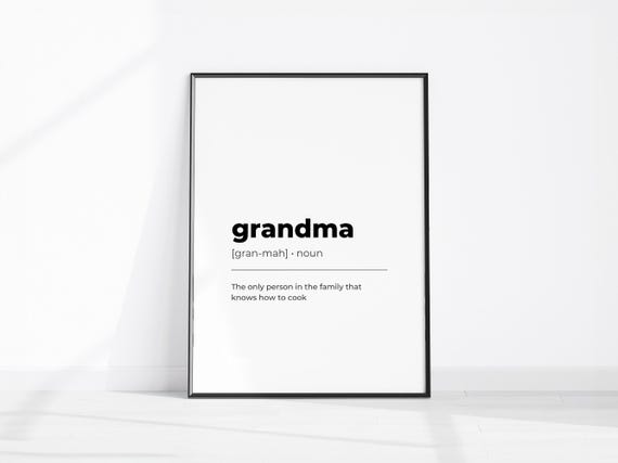 Grandma Definition Print Family Wall Art Funny Gran Meaning Gift Fun Granny