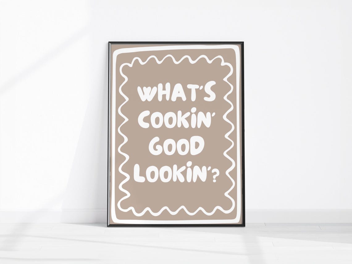 Whats Cookin Good Lookin Retro Kitchen Quote Wall Decor Poster