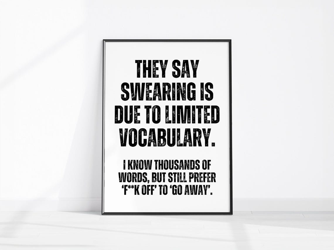 Funny Swearing Quote Vocabulary Joke Sarcastic Typography Poster