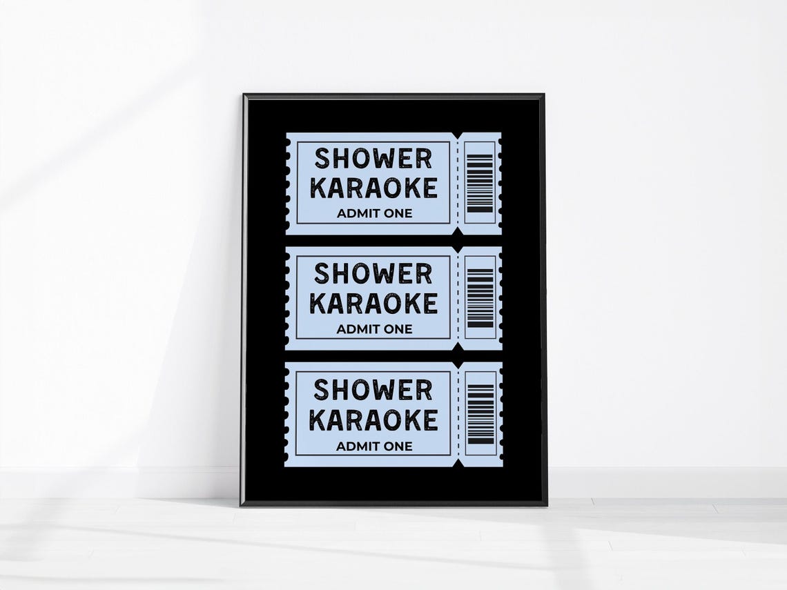 Shower Karaoke Admit One Tickets Funny Bathroom Concert Night Poster