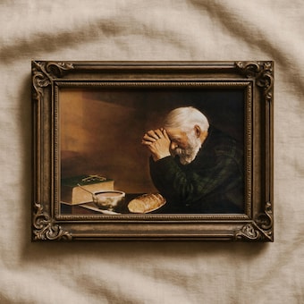 Grace By Eric Enstrom Fine Art Print Man Praying Over Bread Wall Vintage Christian Of A Famous