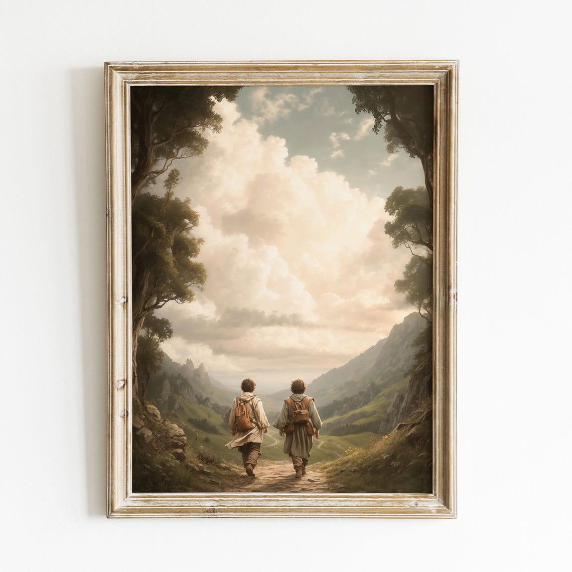 Old Friends Leaving the Shire Fantasy Landscape Adventure Poster