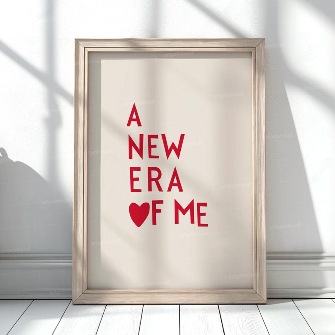 A New Era Of Me Red Heart Typography Minimalist Affirmation Poster
