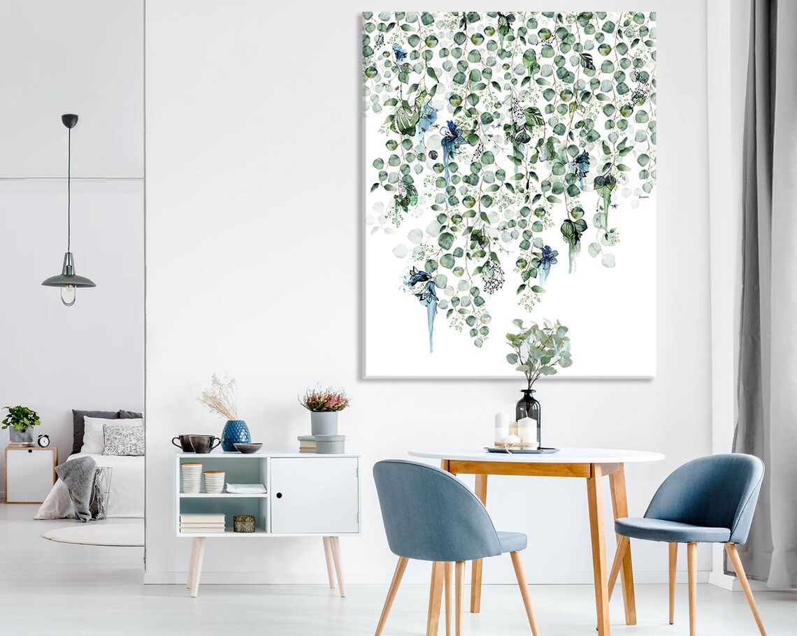 Botanical Leaf Print, Tropical Dining Room Decor