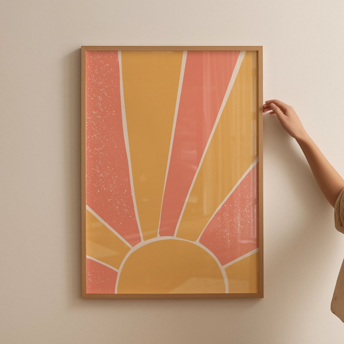 Retro Sunrise Sunburst Warm Orange Abstract Minimal Art Poster - Image 4