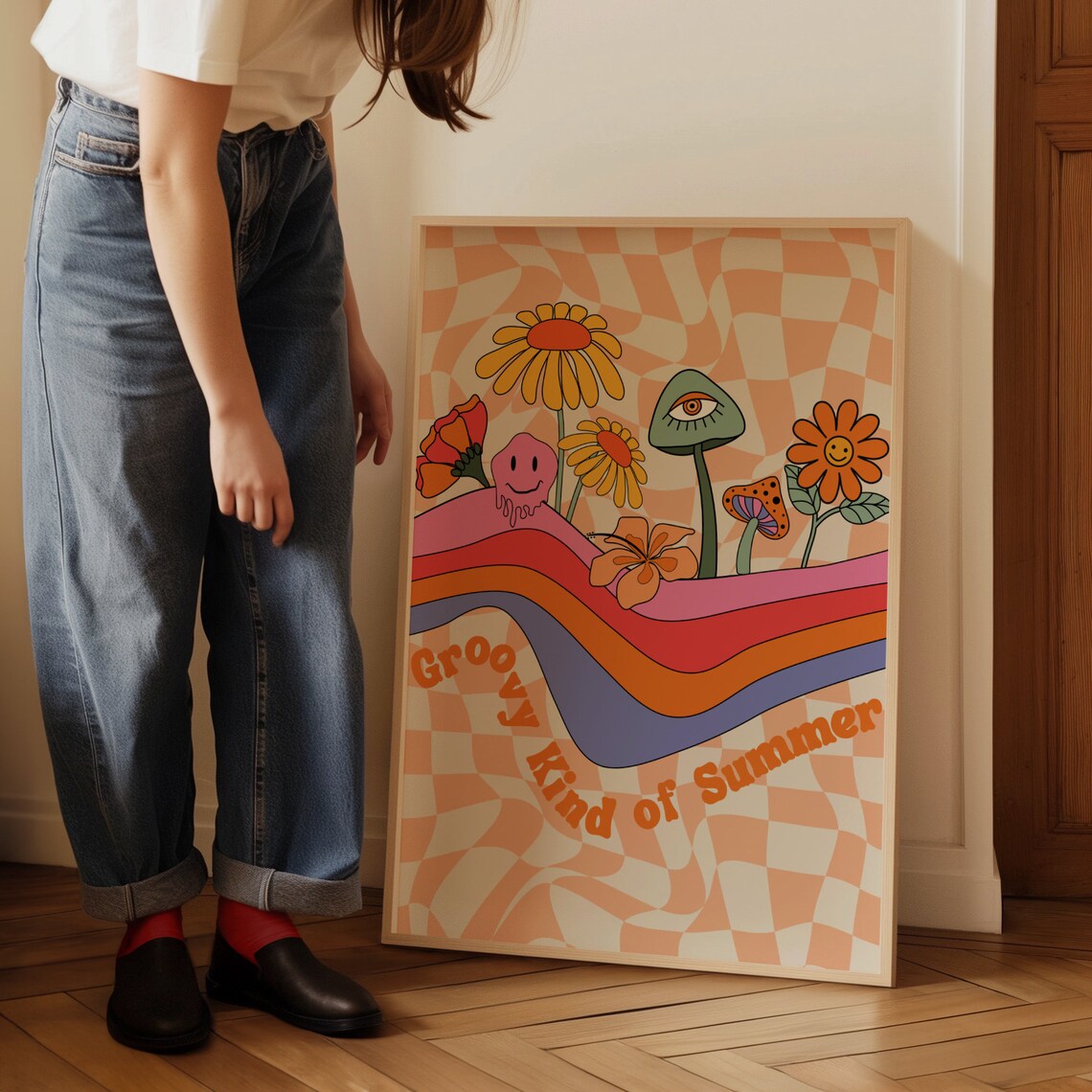 Retro Groovy Summer Poster, 70s Hippie Decor - Image 3