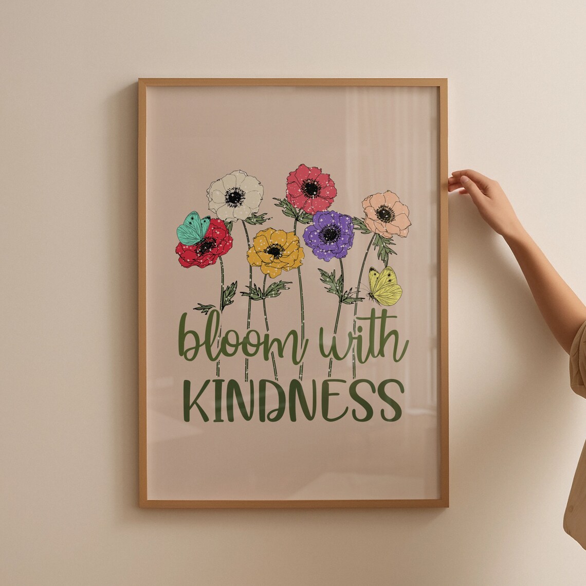 Bloom With Kindness Colorful Anemone Butterfly Floral Poster - Image 4