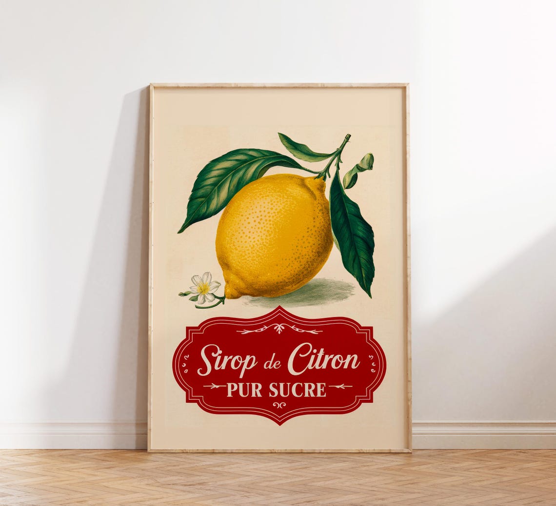 Sirop de Citron Vintage Lemon French Kitchen Advertising Poster