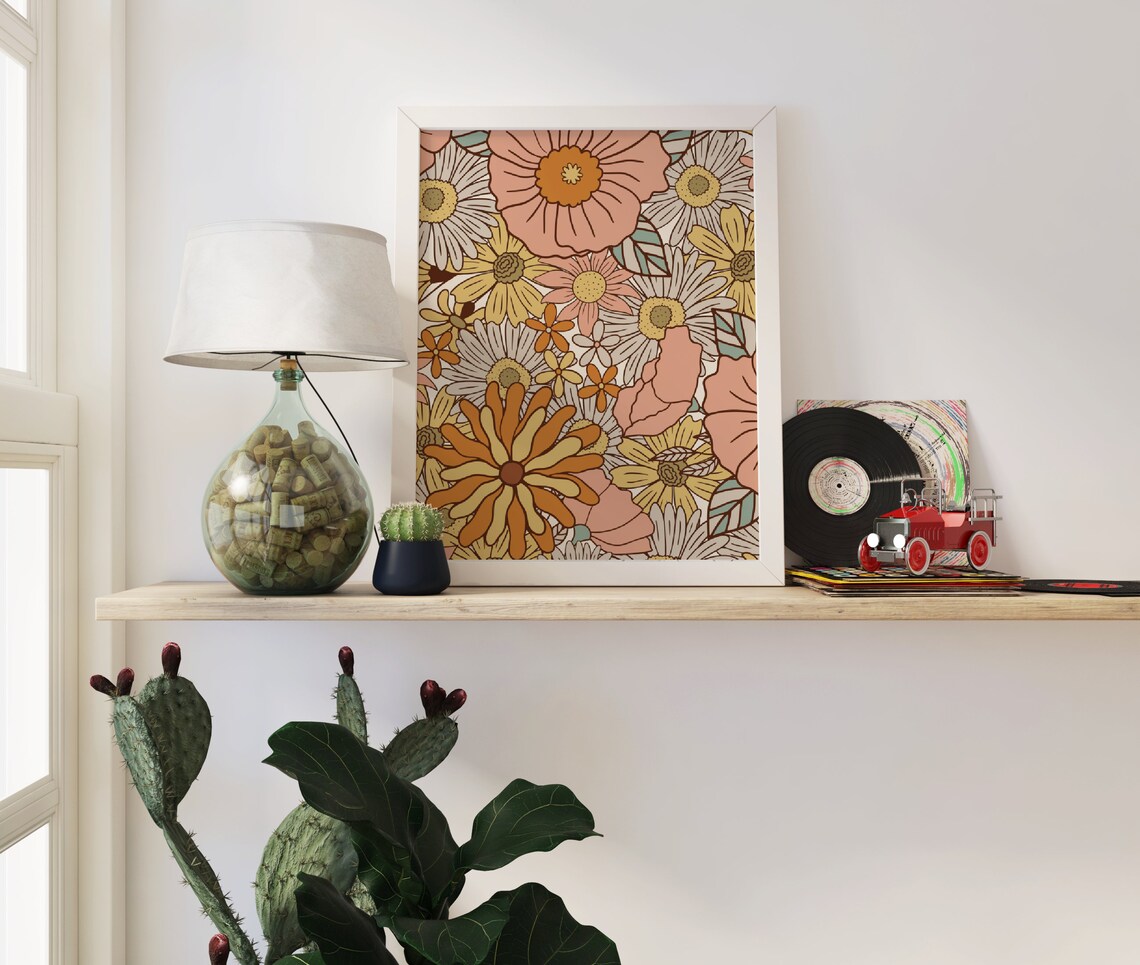 Retro Groovy Flower Print, 70s Psychedelic Boho Art Print - Image 2