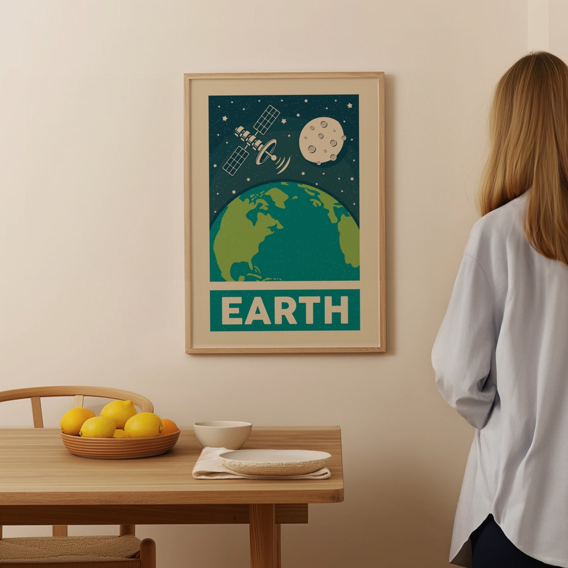 Earth Retro Space Satellite Moon Planet Vintage Chart Poster - Image 2