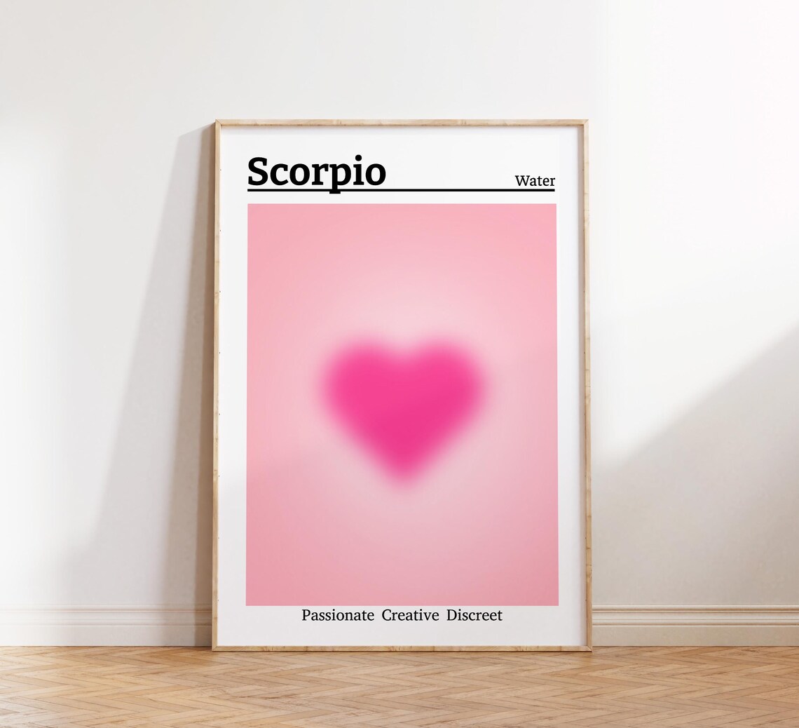 Scorpio Aura Heart Zodiac Poster Water Sign Spiritual Traits Decor - Image 3