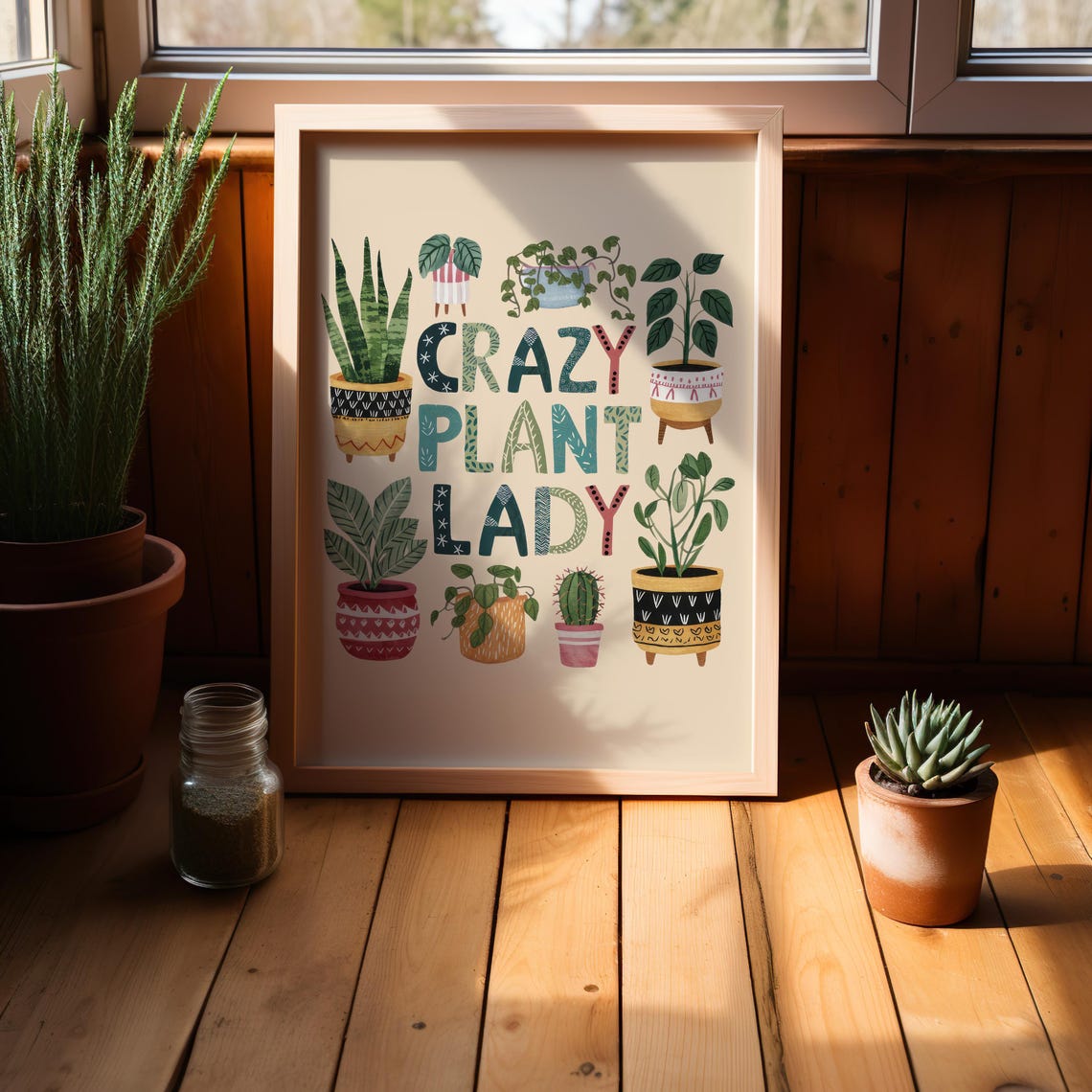 Crazy Plant Lady Cute Potted Plants Gift For Plant Lover Poster - Image 4