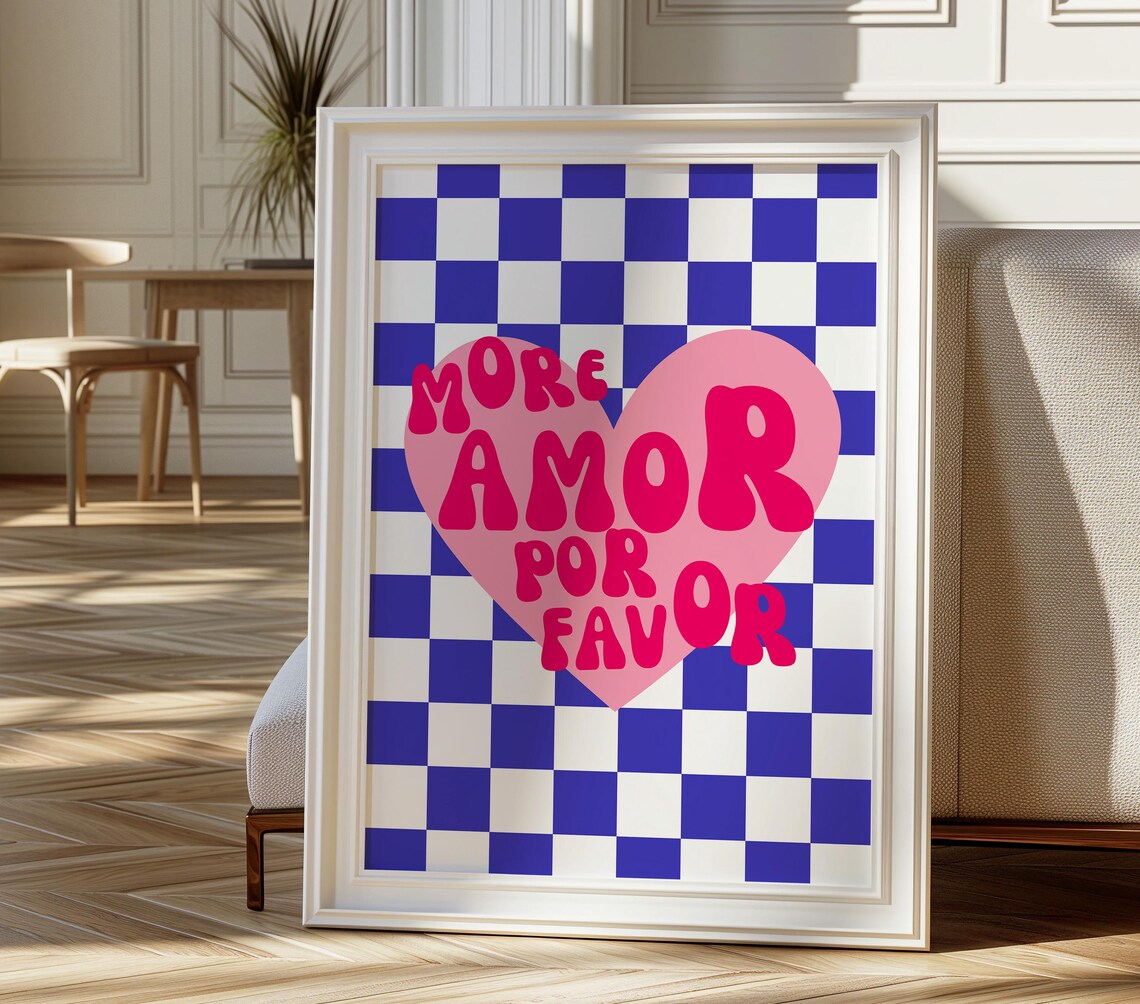 More Amor Por Favor Retro Love Quote Art Print - Image 4