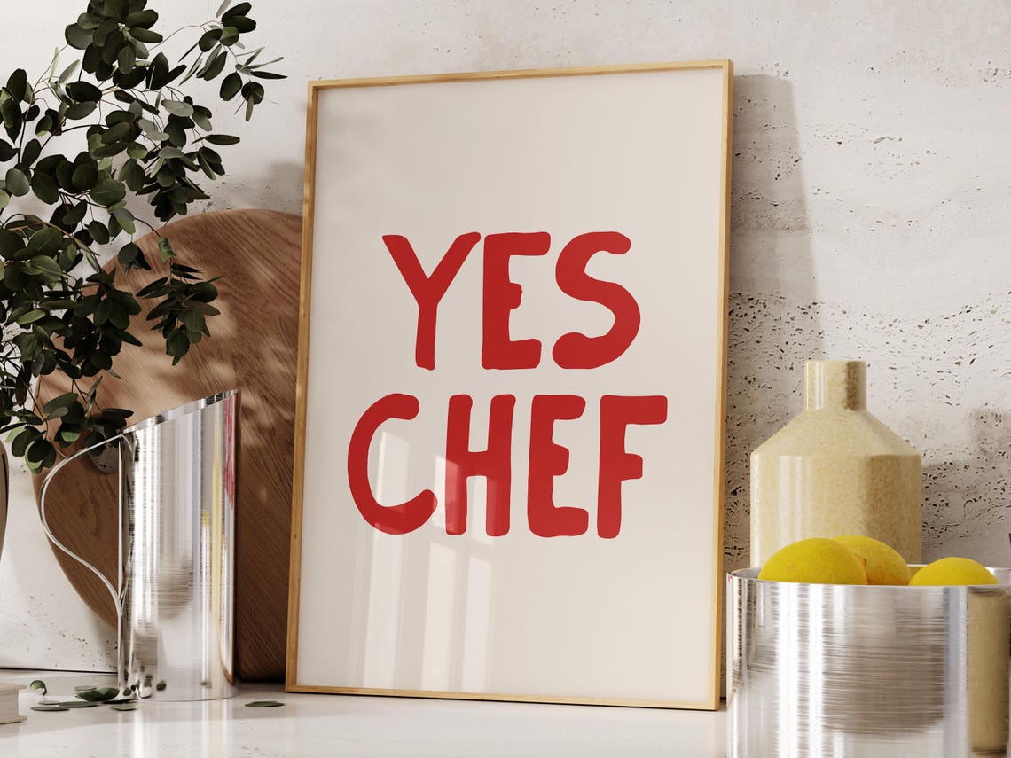 Cute Kitchen Print Yes Chef Wall Art Aesthetic Kitchen Print Funny Kitchen Quote Trendy Cooking Print Gift For Chef - Image 2
